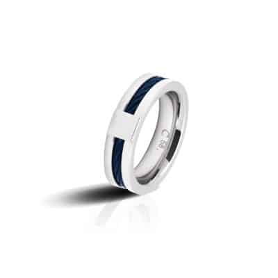 bague rochet cabestan acier et bleu homme