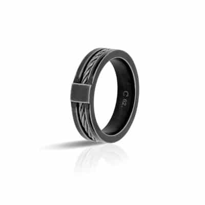 bague rochet homme cabestan acier noir vintage