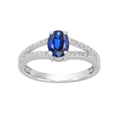 BAGUE SOLITAIRE SPINELLE BLEUE ARGENT - 52