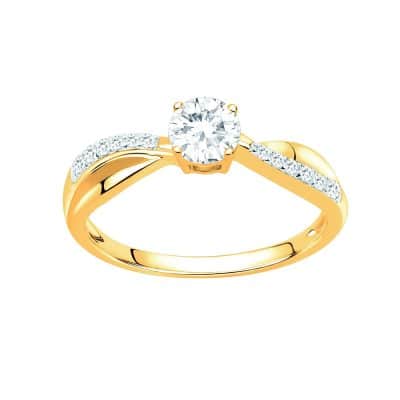 BAGUE SOLITAIRE PLAQUE OR - 54