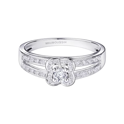 BAGUE MAUBOUSSIN CHANCE OF LOVE N°2 OR BLANC DIAMANT PAVAGE DIAMANTS