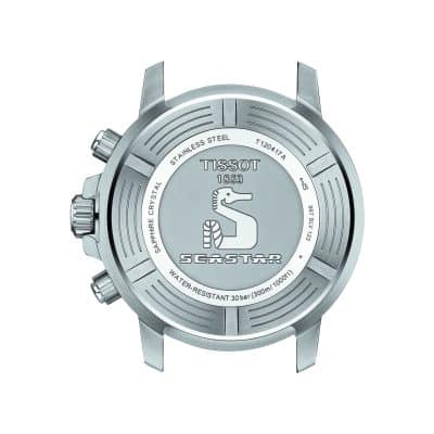 MONTRE TISSOT SEASTAR 1000 CHRONOGRAPH BRACELET CAUTCHOUC RT LUNETTE BICOLORE NOIRE ET BLEUE
