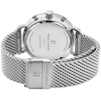 MONTRE PIERRE LANNIER BARON BRACELET MILANAIS ARGENT CADRAN NOIR