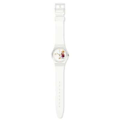 MONTRE SWATCH HOW MAJESTIC ELISABETH II BRACELET SILICONE BLANC