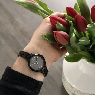 montre pierre lannier femme aura acier noir cadran nacre noire