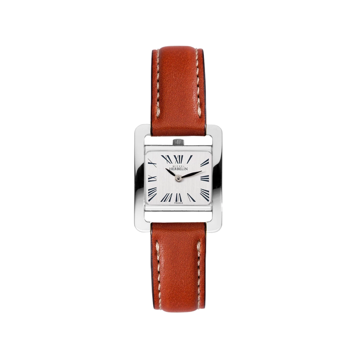 montre herbelin V ème avenue femme acier 17037-01GO montre herbelin V ème avenue femme acier bracelet cuir marron boitier carré