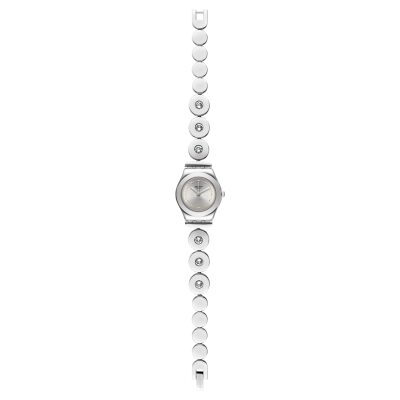 montre swatch irony inspirance femme boitier acier bracelet acier cristaux clairs