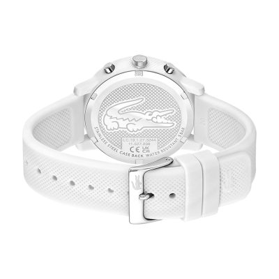 montre lacoste 12.12 chrono blanc bracelet silicone blanc 43 mm