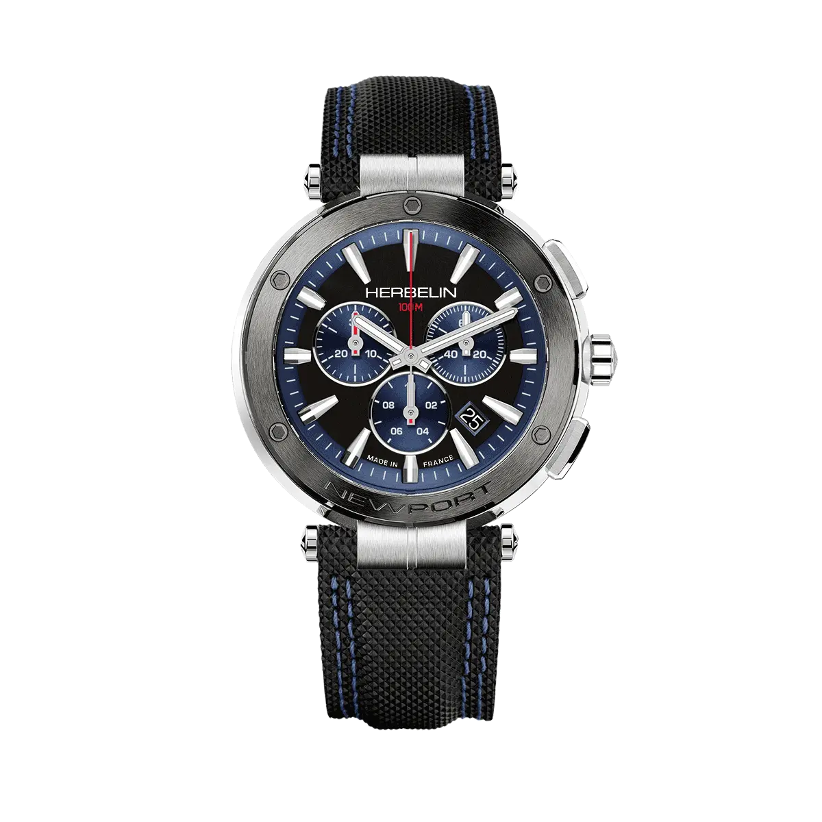 montre herbelin newport chrono cuir marine chronographe maade in france