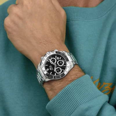 montre lotus freedom homme chronographe acier fond noir daytona