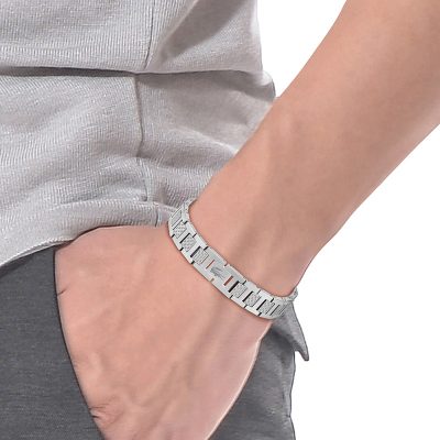 bracelet lacoste homme metropole acier ajustable logo lacoste