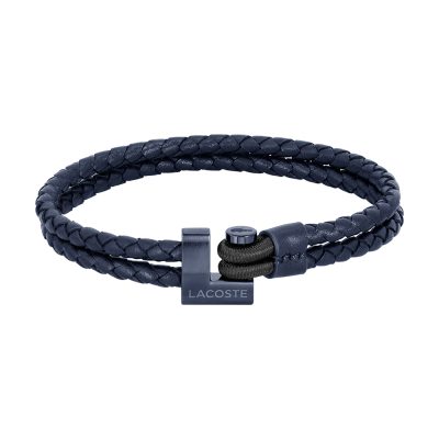 bracelet lacoste homme loch acier bleu cuir bleu