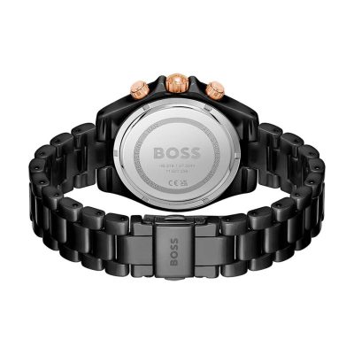 montre boss femme novia céramique noire strass dans cadran