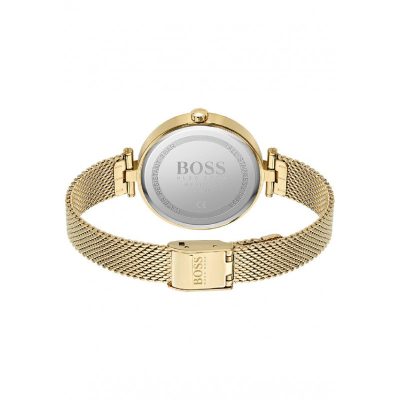 montre BOSS femme collection business majesty acier doré bracelet maille milanaise