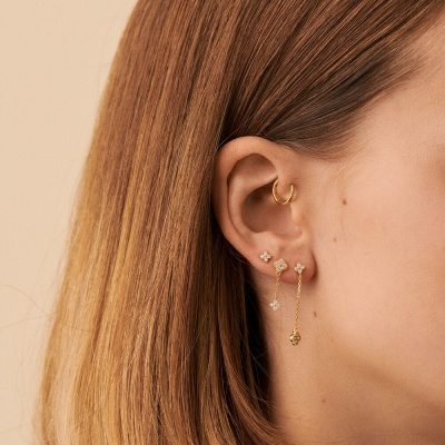 boucles d'oreilles agatha piercing puce mix and match doré beloved