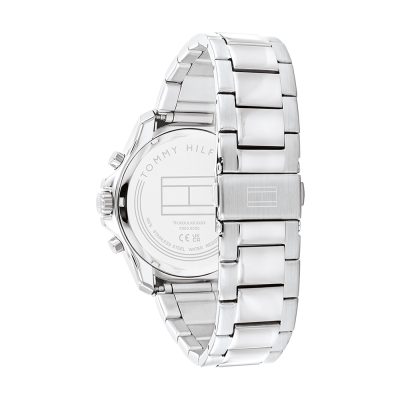 montre tommy hilfiger jordan homme acier et bleu cadran bleu lunette bleu multifonctions
