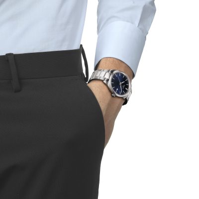 montre tissot pr 100 homme acier et bleu