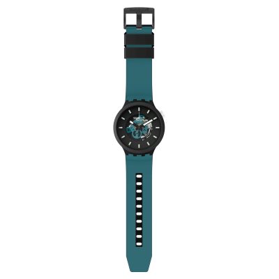 Montre swatch night trip big bold bleu canard cadran ajouré