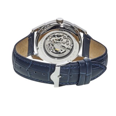 montre lip hiomme Himalaya 40 mm sablier acier et cuir bleu mouvement automatique bracelet cuir marine