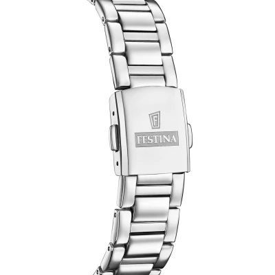 montre festina femme solar energy acier quartz solaire cadran bleu lunette pavée d'oxydes de zirconium