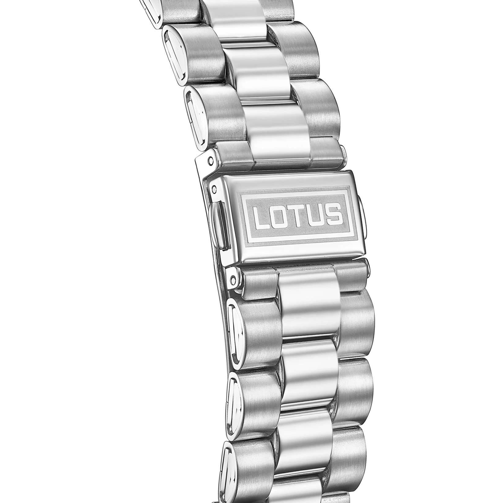 montre lotus femme freedom acier lunette cannelée cadran argent dateur