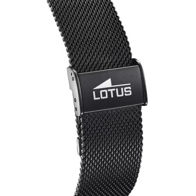 montre lotus connectée smartwatch acier noir bracelet maillie milanaise bracelet silicone noir en supplément