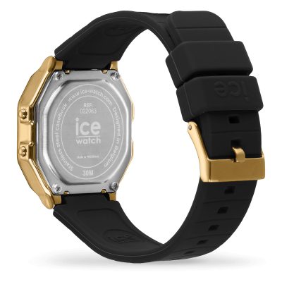 montre ice watch digit retro black retro vintage digitale cadran doré bracelet silicone noir