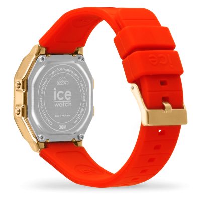 montre ice watch ice digit retro red passion cadran doré digitale bracelet silicone rouge digitale vintage