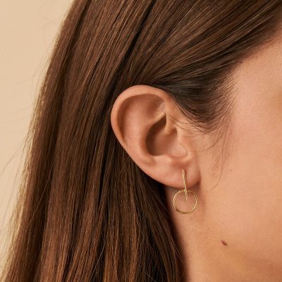 boucles d'oreilles agatha pendantes philring doré rond et tige