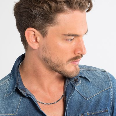 chaine thomas sabo homme argent noirci 60 cm 4 mm épaisseur