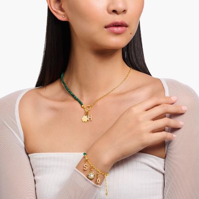 collier thomas sabo charm maillons imitation malachite et plaqué or