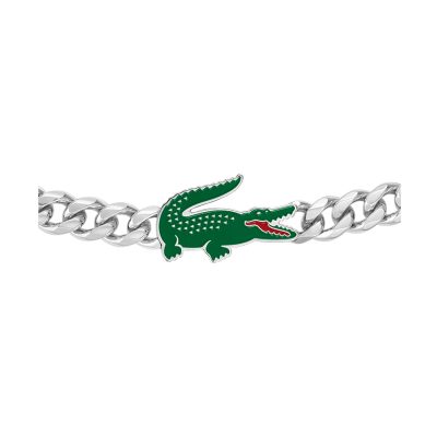 bracelet lacoste homme arthor acier logo lacoste vert crocodile