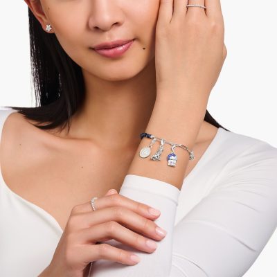 bracelet thomas sabo à Charms avec Beads bleu foncé et Charmista Coin en argent