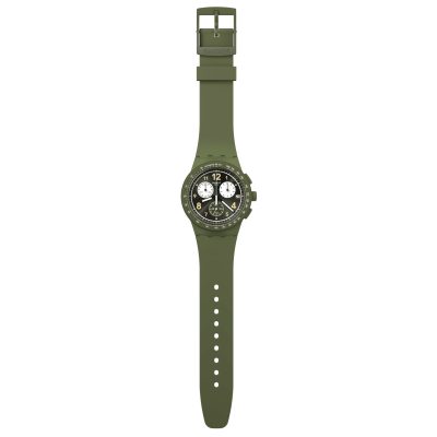 montre swatch original chrono nothing basic about green chrono plastique homme femme kaki