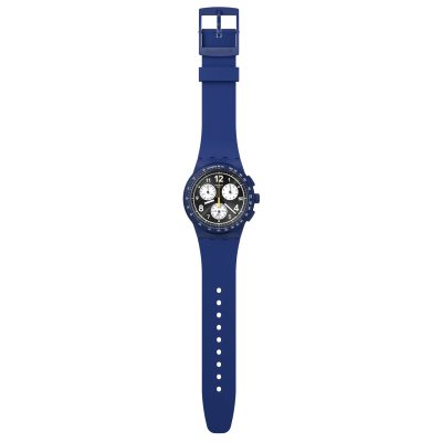 montre swatch original chrono nothing basic about blue chrono plastique bleu homme femme