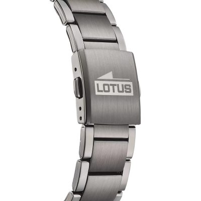 montre lotus chrono homme acier gris foncé et vert