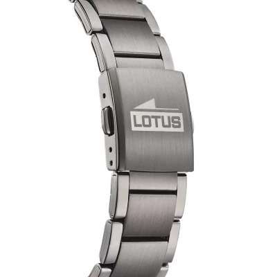 montre lotus chrono homme acier gris foncé et vert