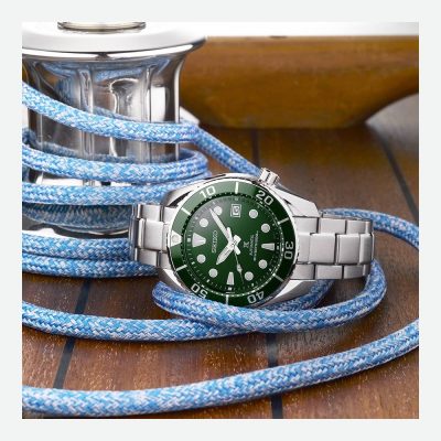 montre seiko homme prospex automatique diver's 200 M acier cadran vert montre de plongée
