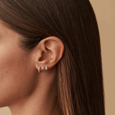 boucles d'oreilles agatha piercing puces paradis argent set de 3 boucles