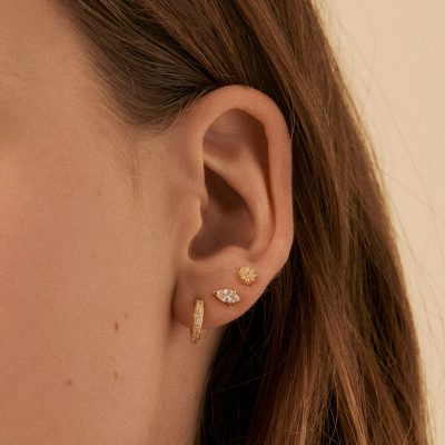 boucles d'oreilles agatha piercing puces paradis doré set des 3 boucles à mixer