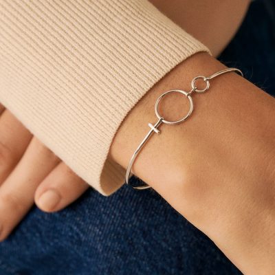bracelet jonc agatha philring argent memory wire, motif symbole de la femme