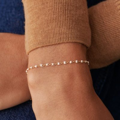 bracelet agatha souple smarty blanc et doré perles d'émail