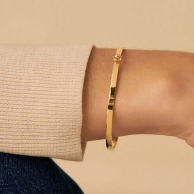 bracelet agatha jonc bangle argent doré plat
