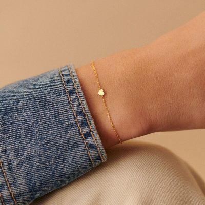 bracelet souple agatha with love doré petit coeur plein