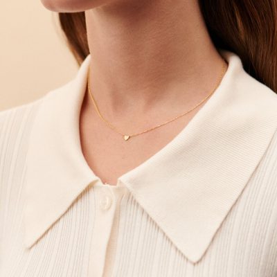 collier agatha ras du cou with love doré coeur plein