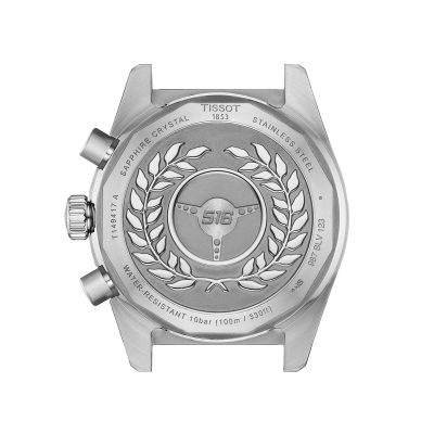 montre tissot PR516 chronograph acier et bleu cadran bleu lunette bleu et blanche quartz chronographe