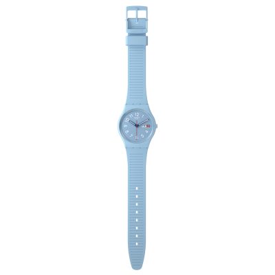 montre swatch gent trendy lines in the sky bleu ciel dateur
