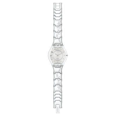 montre swatch skin climber flowery bracelet métal avec fleurs gravées