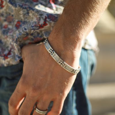 bracelet rochet homme apollo acier satiné carbone blanc