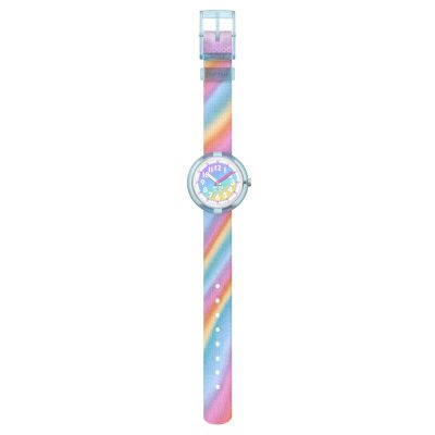 montre flik flak enfant liquid rainbow arc en ciel